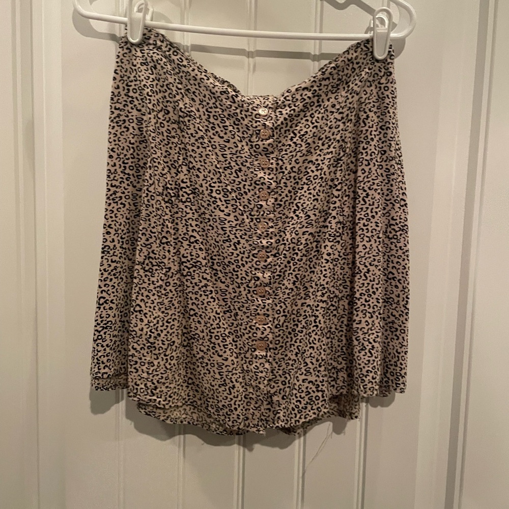 Leopard Print Button-Down Skirt